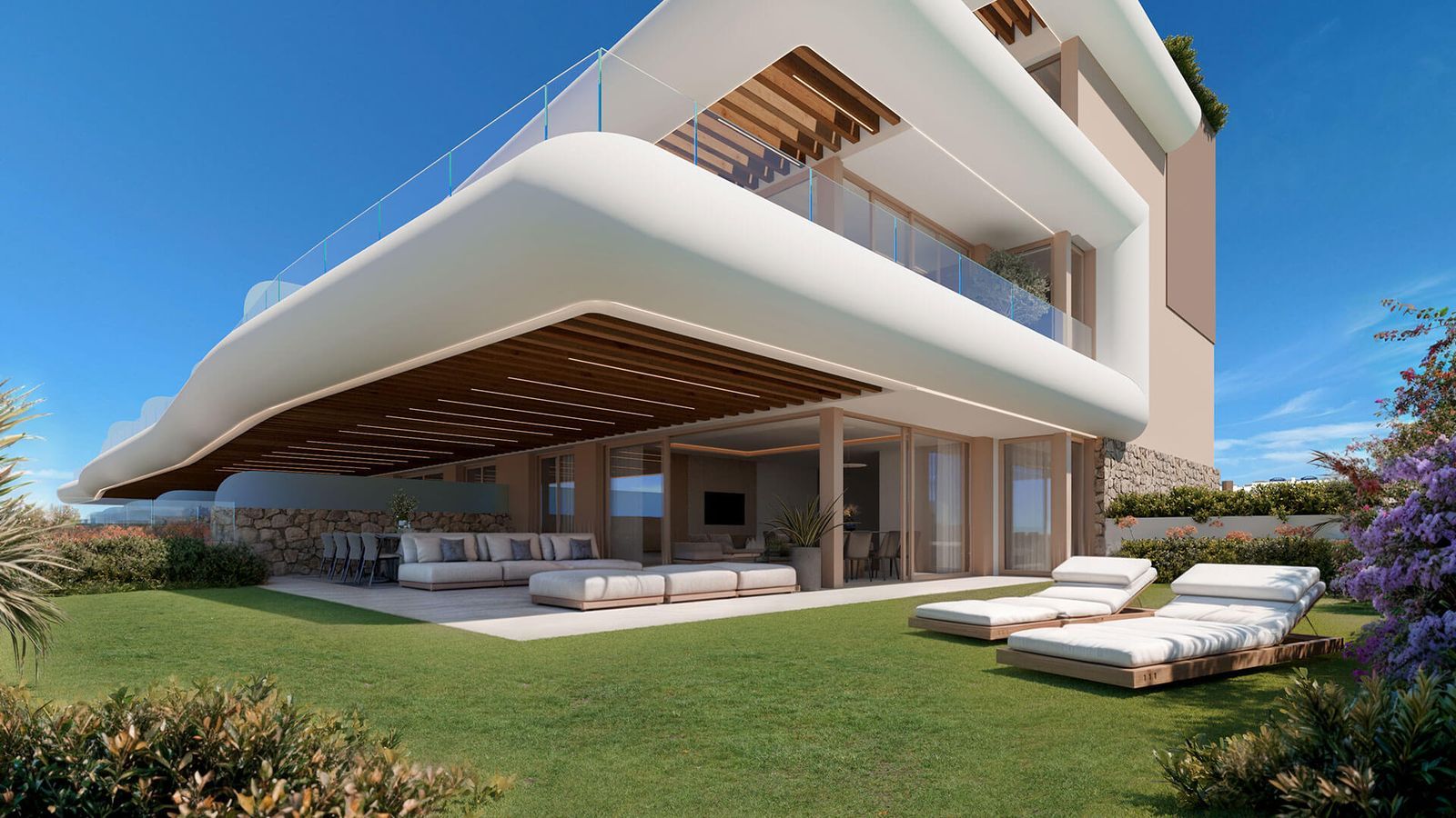 07 modern villa exterior lawn